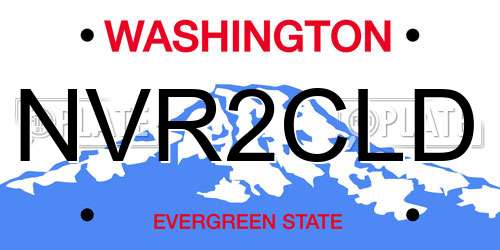 NVR2CLD Washington License Plate