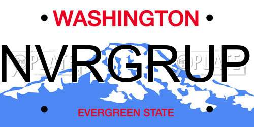 NVRGRUP Washington License Plate