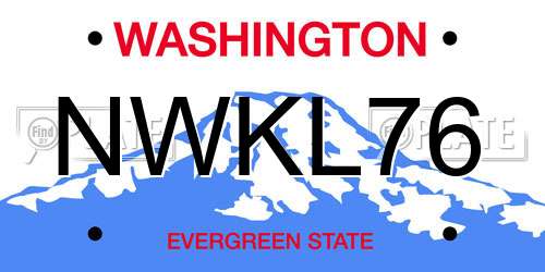 NWKL76 Washington License Plate