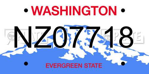 NZ07718 Washington License Plate