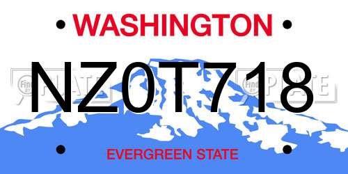 NZ0T718 Washington License Plate