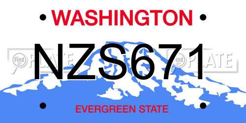 NZS671 Washington License Plate