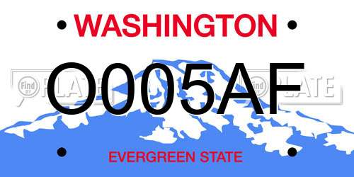 O005AF Washington License Plate