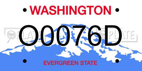 O0076D Washington License Plate