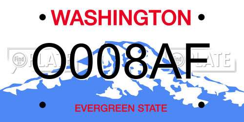 O008AF Washington License Plate