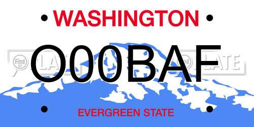O00BAF Washington License Plate