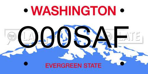 O00SAF Washington License Plate