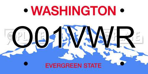 O01VWR Washington License Plate