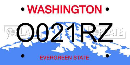 O021RZ Washington License Plate