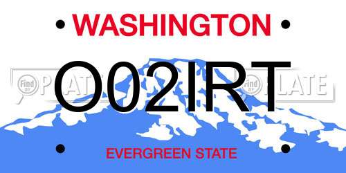 O02IRT Washington License Plate