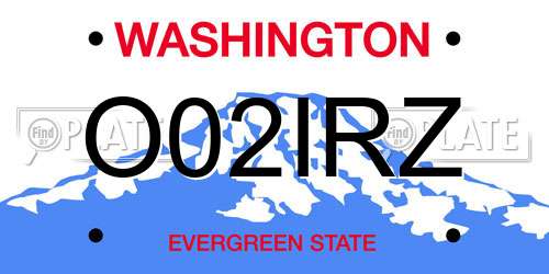 O02IRZ Washington License Plate