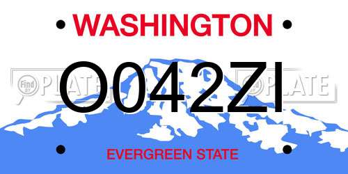 O042ZI Washington License Plate