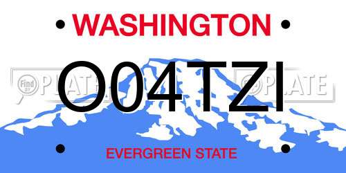 O04TZI Washington License Plate