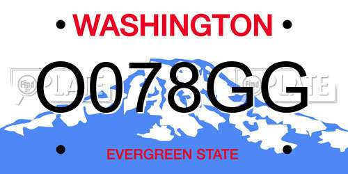 O078GG Washington License Plate