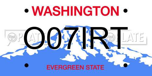 O07IRT Washington License Plate