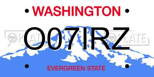 O07IRZ Washington License Plate