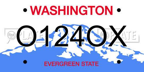 O124OX Washington License Plate