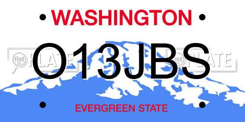 O13JBS Washington License Plate