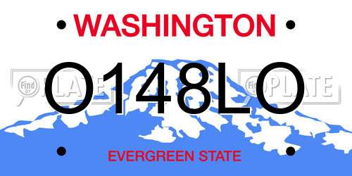 O148LO Washington License Plate