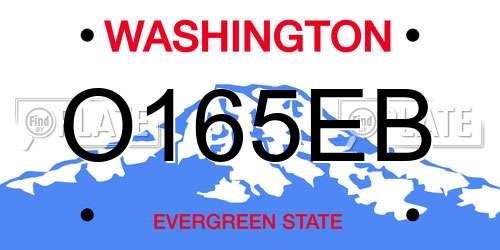 O165EB Washington License Plate