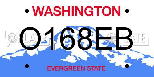 O168EB Washington License Plate