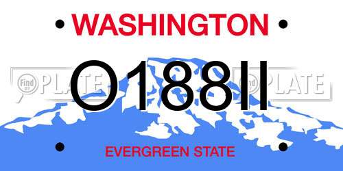 O188II Washington License Plate