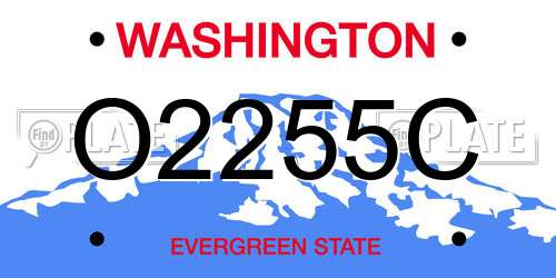 O2255C Washington License Plate