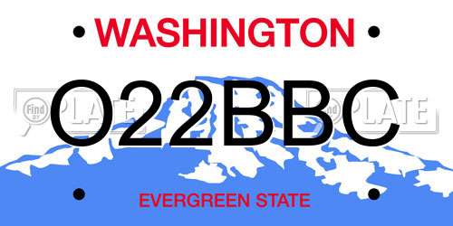 O22BBC Washington License Plate