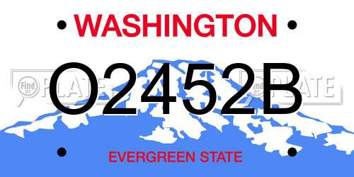O2452B Washington License Plate