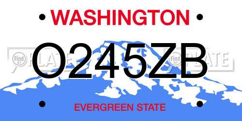 O245ZB Washington License Plate