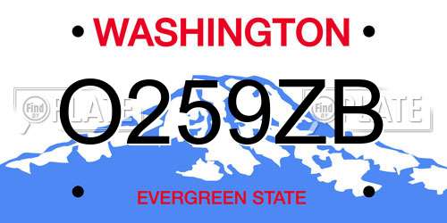 O259ZB Washington License Plate