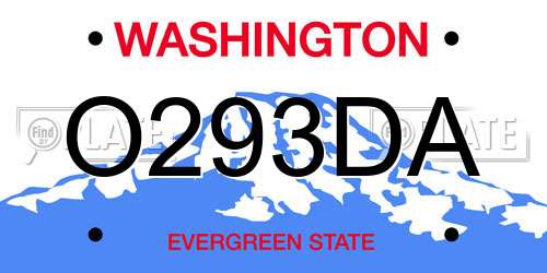 O293DA Washington License Plate