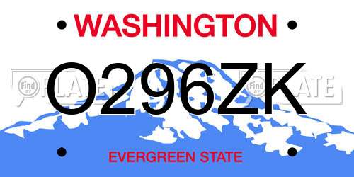 O296ZK Washington License Plate