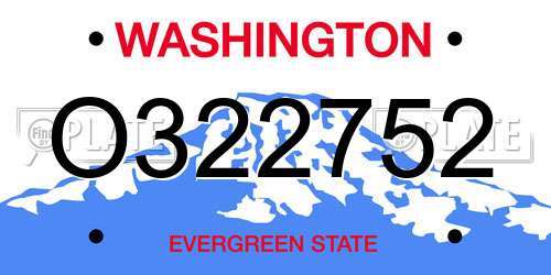 O322752 Washington License Plate