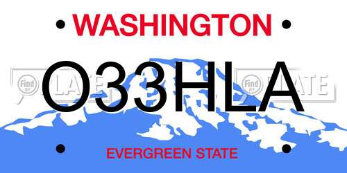 O33HLA Washington License Plate