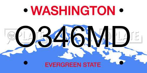 O346MD Washington License Plate