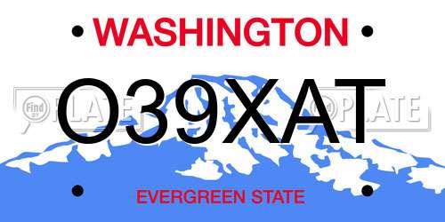 O39XAT Washington License Plate