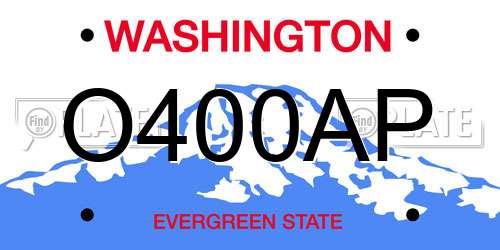 O400AP Washington License Plate