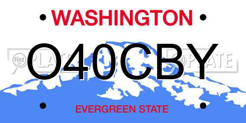 O40CBY Washington License Plate