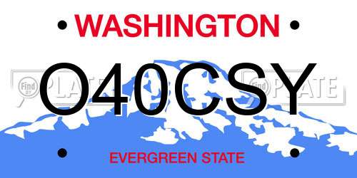 O40CSY Washington License Plate