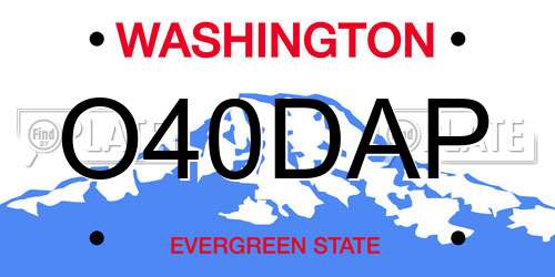 O40DAP Washington License Plate
