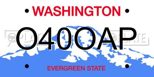 O40OAP Washington License Plate