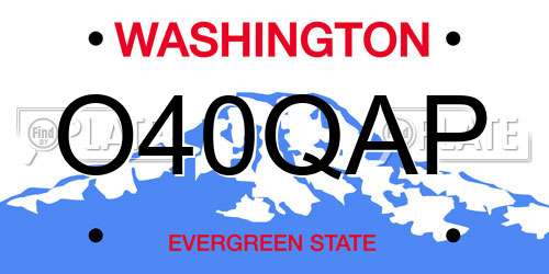 O40QAP Washington License Plate