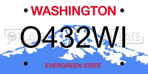 O432WI Washington License Plate