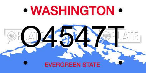 O4547T Washington License Plate