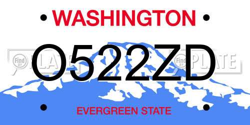 O522ZD Washington License Plate