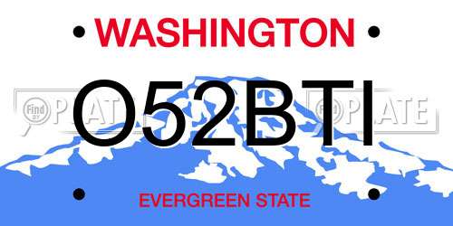 O52BTI Washington License Plate