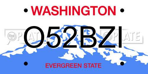 O52BZI Washington License Plate