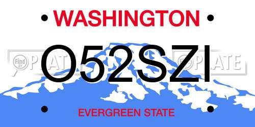 O52SZI Washington License Plate