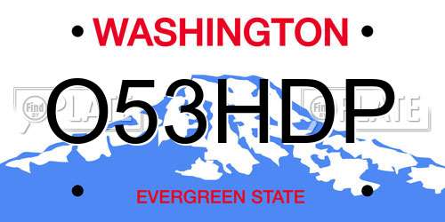 O53HDP Washington License Plate